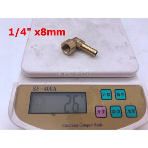 Free shipping 8mm Hose Barb x 1/4" inch female BSP Thread Elbow Brass Barbed Fitting Coupler Connector Adapter