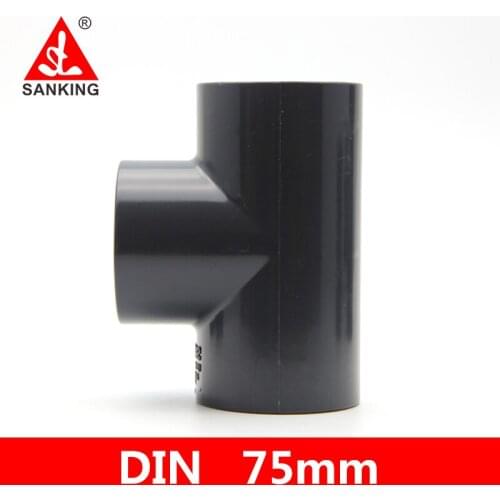 Sanking 75mm UPVC Tee Connector Pipe Joint Garden Water Pipe Adapter PVC Aquarium Fittings