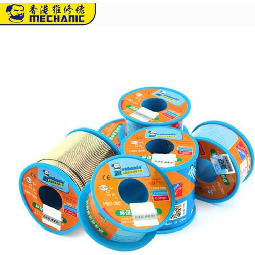 Lead-free solder wire MECHANIC HBD-366 100G 0.8MM SN42%BI58% Good activity low temperature auxiliary flux solder wire welding