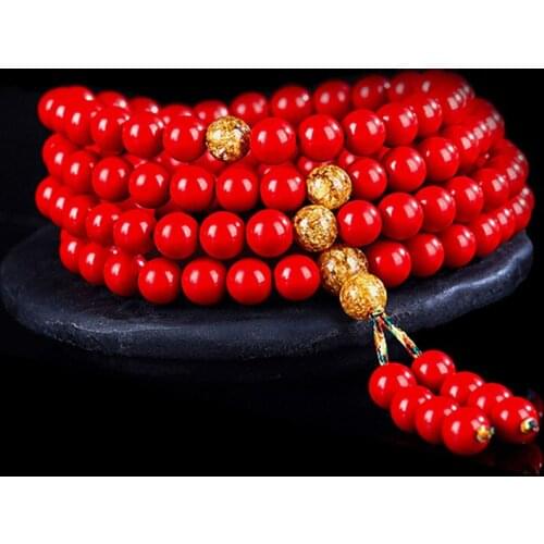 Natural Red Organic Cinnabar Beads Bracelet Original Design 108 Mala for Women Yoga Meditation Balancing Jewelry Gift Her