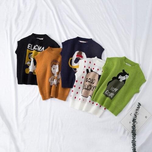 2021 Kids Sweater Spring Autumn Childrens Clothes For Girls Boys Kids Vest Cartoon Cute Boys Waistcoat Girls Sweaters