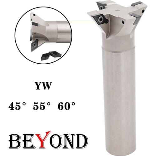 BEYOND YW 45 55 60 Degree Dovetail Milling Cutter Bar CNC Inner Hole V-Groove Straight Shank End Mill Carbide Insert DCMT VCMT