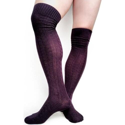 Cotton Knit Warm Winter Long Socks for Men Over the Knee Sexy Thick Male Formal Dress Stocking Hose Thermal Man Stocking Sox