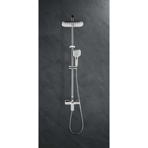 Chrome Black Shower Set Wall Mount Shower Systems rain shower head rotate and liftable bathroom hot cold mixer