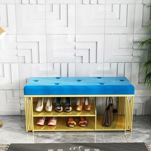 Customized Nordic Style Home Storage Shoe Rack Entrance Cabinet Shoe Changing Sofa Low Stool Clothing Store Trying on Shoe Stool