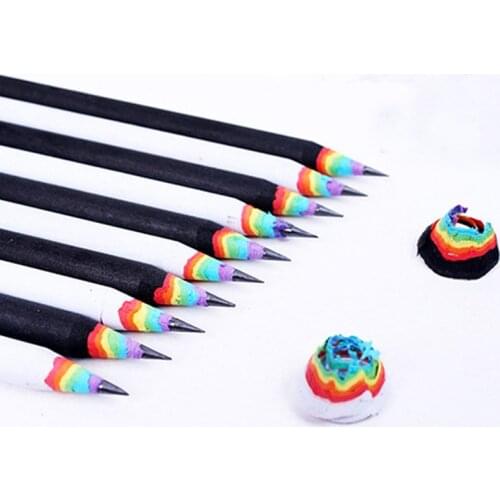 6 Pcs/lot Pencil Hb Rainbow Color Pencil Stationery Items Drawing Supplies Cute Pencils For School Basswood Office School gift