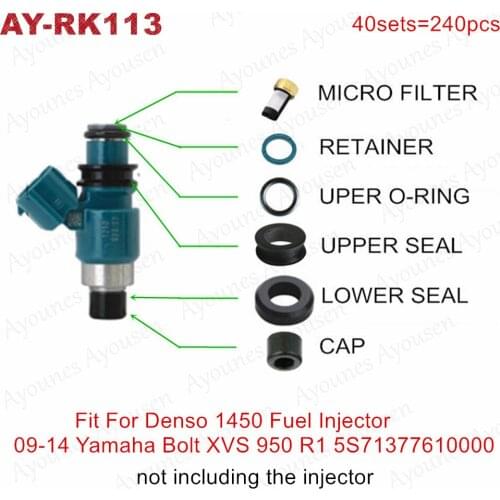 40sets Fuel Injector Rebuild Kits For Denso 1450 Fuel Injector 09-14 Yamaha Bolt XVS 950 R1 5S71377610000 (AY-RK113)