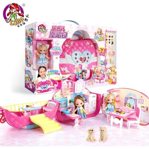 Lelia dolls Girl play house big gift box children dream kitchen dollhouse miniature furniture toy children birthday gifts