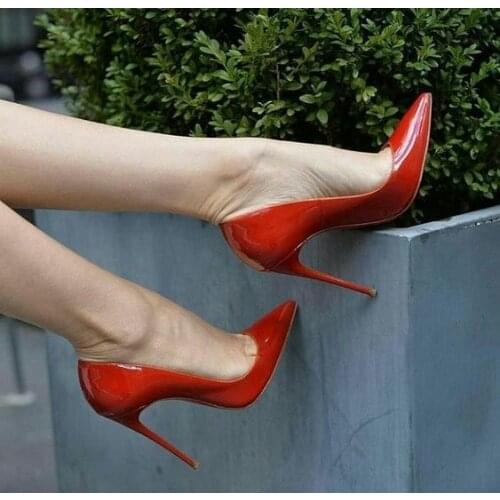 Moraima Snc Sexy High Heel Shoes Pointed Toe Shallow Stiletto Heels Woman Thin heels Party Dress Shoes Red Patent Leather Pumps
