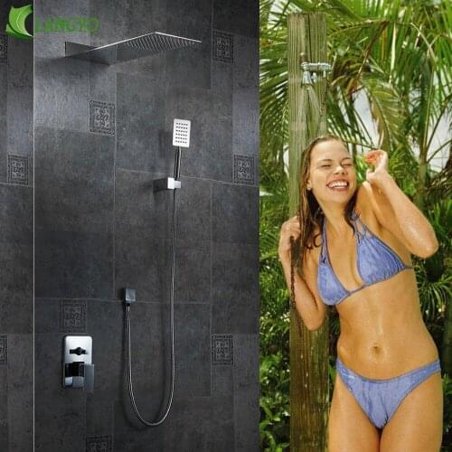 Bathroom wall shower set with shelf Shower mixer Rainfall chorme shower mixer brass set with 8 inch Pressure air hand shower