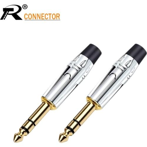 10pairs/20pcs Jack 6.35mm Nickel plated Audio Plug Connector stereo microphone Assembly adapter Black & Red