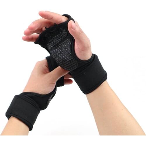 New 1 Pair Weight Lifting Training Gloves Women Men Fitness Sports Body Building Gymnastics Grips Gym Hand Palm Protector Gloves