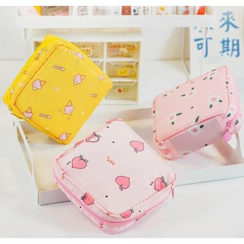 1pc New Fabric Candy Color Aunt Towel Large-Capacity Travel Sanitary Storage Portable Thickened Menstrual Bag Compact Napki I5A5