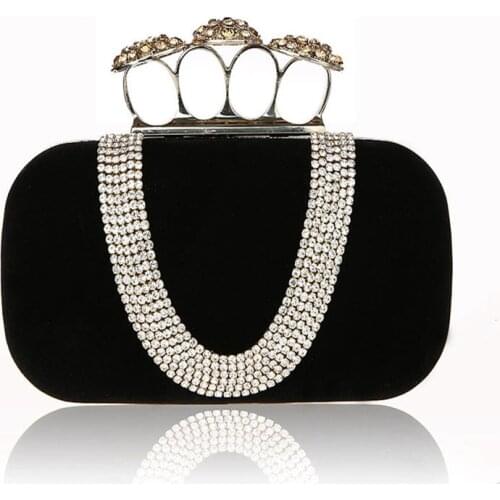 2021 New arrival Fashion Design Diamond Finger Ring Shinying Evening Bags Classic Luxury bling Day Clutch for Party bag WY90