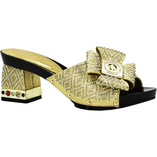 New Arrival African Wedding Shoes Woman Open Toe Ladies Sandals Shoes Party Wedding Shoes Decorated with Rhinestones Party Shoes