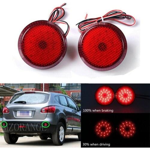 NEW-Car Tail Rear Bumper Reflector Lamp Round for Nissan/Qashqai for Toyota Sienna/Corolla Scion Tail Brake Stop Light (Red)