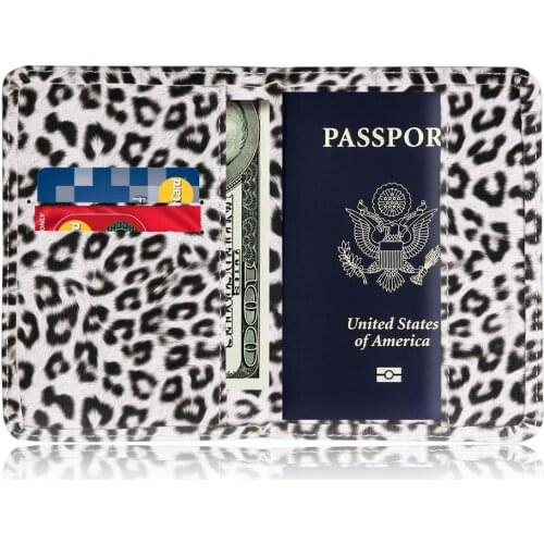 TRASSORY Leather Wild Leopard Style Passport Cover Case with Card Case and Cash Holder