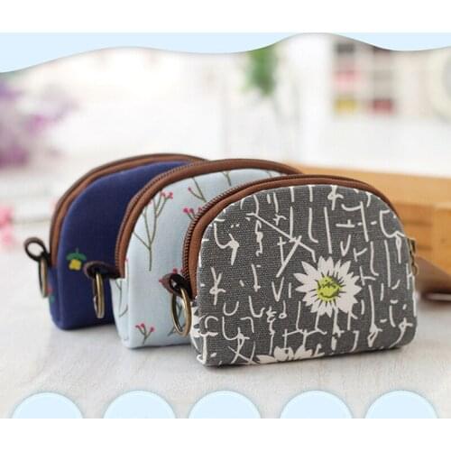 Simple canvas coin purse mini coin purse popular short zipper bag sanitary napkin carrying bag