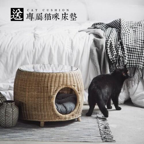 Transparent cat nest tea table summer cool nest closed cat space cabin cat room tea table Four Seasons General Pet Supplies