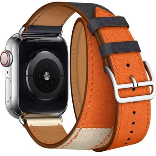 For Apple Watch Series 4 44mmStrap Genuine Leather Double Tour Watch Band Apple Series 1 2 3 iWatch Herm Watch Bracelet 38-42mm