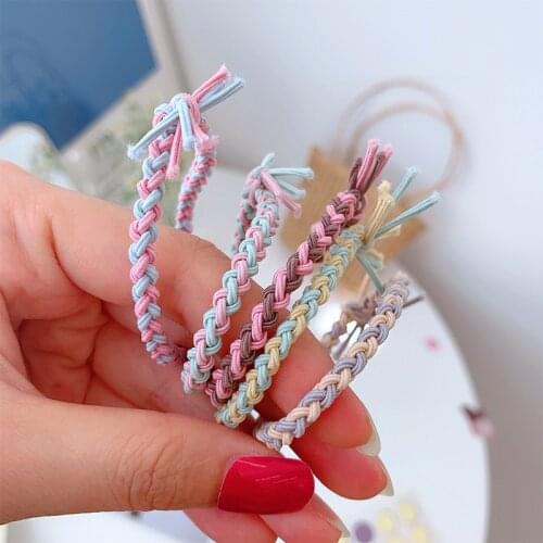 Cute Woven Cloth Green Grey Yellow Pink Blue Coffee Beige Elastic Hair Bands Ponytail Holders Headwear for Women & Kids