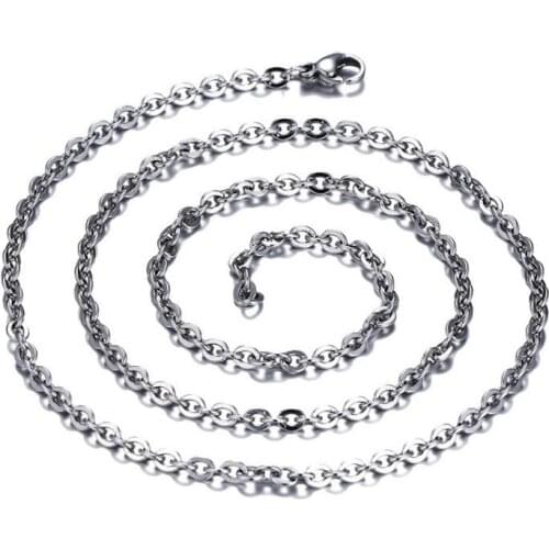 RIR Width 2.5mm Necklace For Women & Men Gold In Stainless Steel Oval Link Chain Simple Trendy Necklaces 18 - 28 Inch