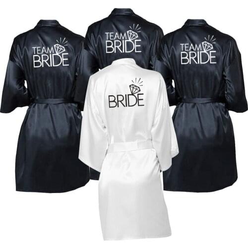 Wedding Bridal Party Team Bride Robe Kimono Satin Pajamas Robe bridesmaid Sister Custom Robes