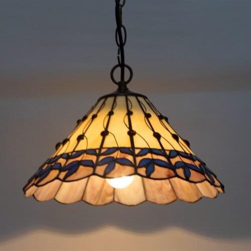 Stained Glass Lamp European Brief Art Glass Curtain Beads Pendant Lights Living Room Restaurant Suspension Light Fixtures