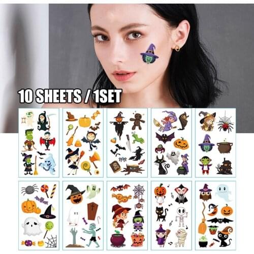Waterproof Halloween Chlidren Fake Face Tattoo Sticker Festival Art Makeup Body Decoration HY99