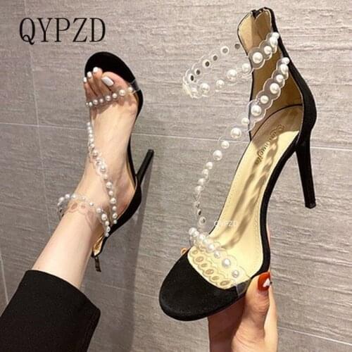 WERTZK Sexy Open-Toe Stiletto Ladies Sandals Summer New Personality Temperament Transparent Word with Super High Heels 9 Cm