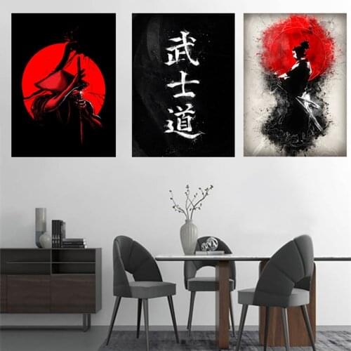 Japanese Samurai Posters and Prints Canvas Classical Soilder Paintings for Home Room Decor Frameless Wall Art