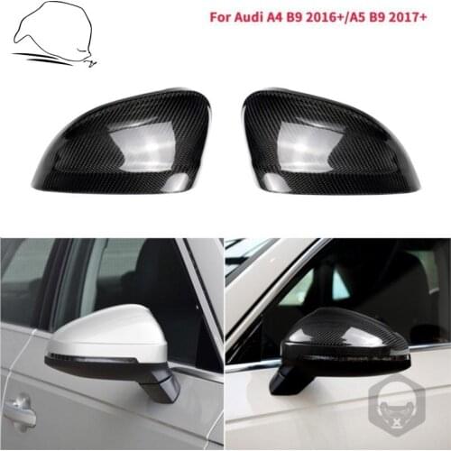 Dry Carbon Fiber Mirror Cover Caps For Audi A4 2016-on A5 2017-on B9 Replacement Parts Upgrade Side Mirror Car Accessories