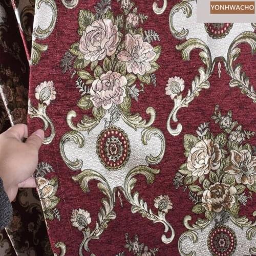 Custom curtain Maroon thick chenille Korean bedroom floor retro European cloth blackout curtain valance tulle panel C428
