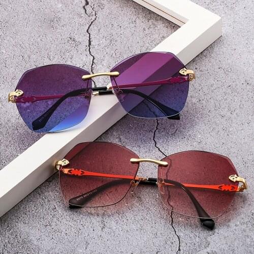 Rimless Polygon Womens Sunglasses Fashion Street Beat Outdoor Travel Eyeglasses Personality Trend Brand Designer Sun Glasses UV