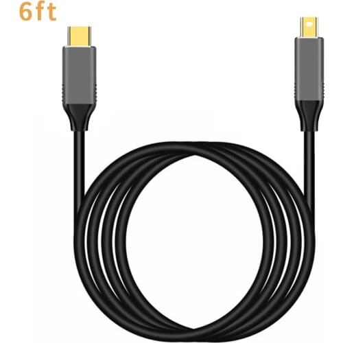 1.8m New Type-C Male to Mini DP Male Convert Cable USB3.1 Type C to Mini Displayport Adapter Cable for MacBook HP Chromebook etc