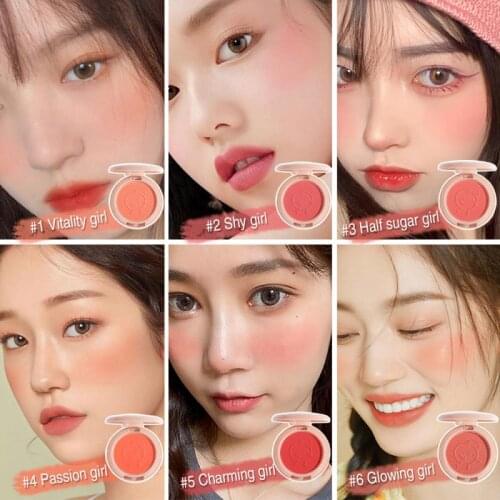 1Pcs Blush Waterproof Sweat-proof Blusher Monochrome Blush Palette Cosmetics Waterproof Sweat-proof And Bright QBMY