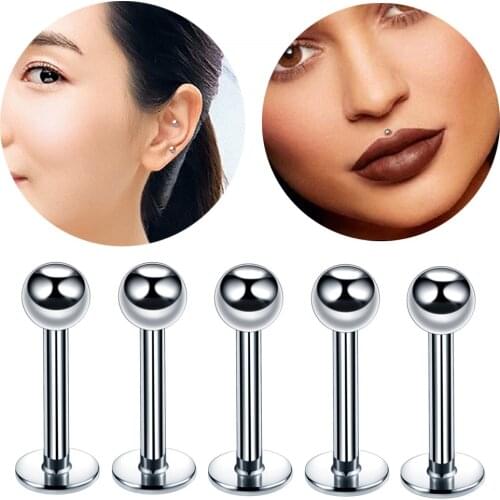 10Pcs/Lot 3mm Stainless Steel Labret Piercing Lip Rings Cartilage Tragus Pircing Chin Piercing Bars Body Jewelry