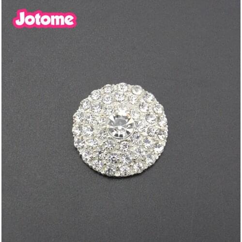 100pcs/Lot Wholesale Flat Back Shining Cute Round Rhinestone Metal Crystal Glass Button for wedding