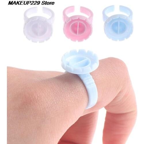100pcs/pack Disposable Eyelash Glue Fan Cup Rings Holder Container Tattoo Pigment Eyelash Extension Tools Lash Supplies