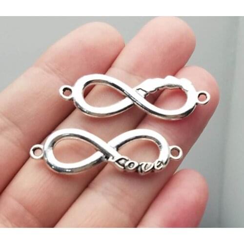 15pcs/lot--12x40mm, Antique silver plated love infinity connector charms,DIY supplies,Jewelry accessories