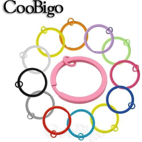 20 Pcs 30mm Colorful Metal Keyring Spray Paint Keyfob Split Ring Candy Color Keychain Circle Key Fob For DIY Accessories