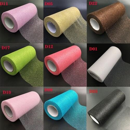 25 yard 15cm width Glitter Rainbow Tulle Roll Sparkle Organza DIY Craft Birthday Party dress Decoration Wedding Decoration