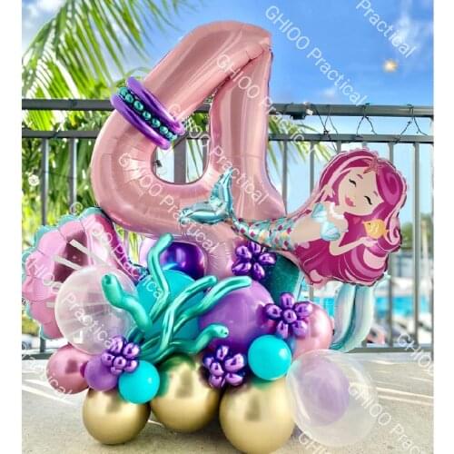 38pcs/set Cartoon Little Mermaid Princess Foil Balloon 30inch Number Foil Globos Birthday Party Decoration Baby Shower Girl Toys