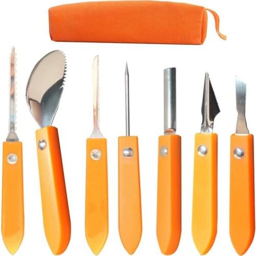 7PCS Halloween Pumpkin Cuttings Carving Kit Stainless Steel High Quality Durable Carving Tools for Fruit Vegetable with Toolkit