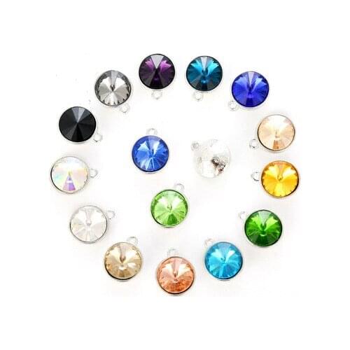 12mm Alloy Single Hole satellite Shape 17 Colors Crystal Glass Rhinestone Clothing Accessories & Jewelry Making 10pcs