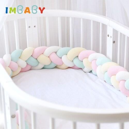 IMBABY 4 Braids 2.2M Baby Bed Bumpers Handmade In The Crib Bumper Newborn Bed Bumper Braid Pillow Infant Room Decor