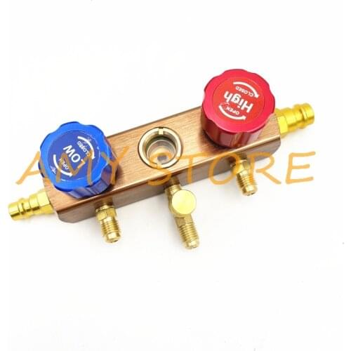 1/8"BSP-11mm Car Home Air-Conditioning Meter Freon Pressure Gauge Refrigerant Double Meter Knob Valve Body Accessories w Hook