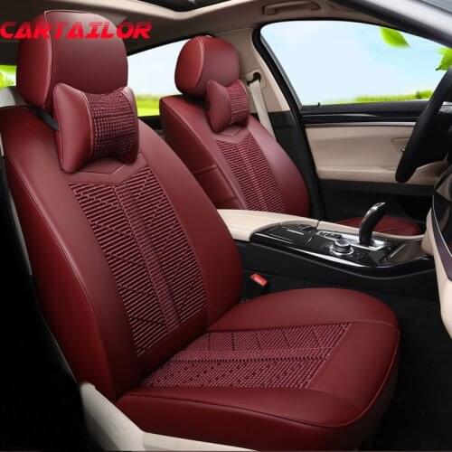 CARTAILOR PU Leather & Ice Silk Cover Seat for Audi A1 Car Seats Cover for Cars Interior Accessories Beige Seat Covers Protector