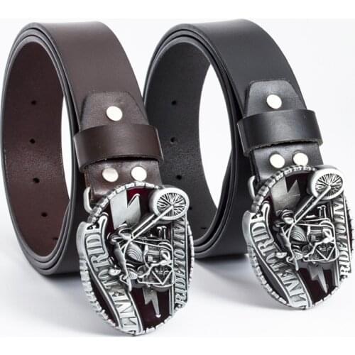 Longer Size Motorcycle Mens Womens Belt Smooth Buckle Skull Leather Locomotive Hip Hop Punk Bar Personality Couple Belt Gift