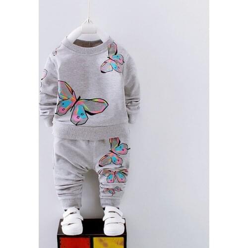 40# Toddler Kid Baby Girl Clothes Butterfly Print Casual Long-sleeved Round Neck T-shirt+pants Tracksuit Outfit Шорты